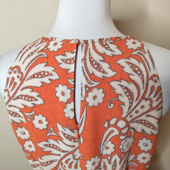 LOFT Floral Dress Tie Waist Lace Hem Sleeveless - Picture 9 of 10